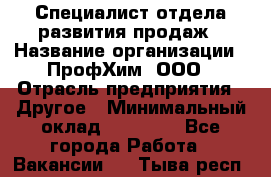 Специалист отдела развития продаж › Название организации ­ ПрофХим, ООО › Отрасль предприятия ­ Другое › Минимальный оклад ­ 30 000 - Все города Работа » Вакансии   . Тыва респ.